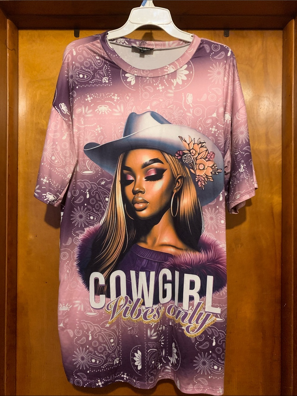 Haute Mess Size L Pink/Purple Cowgirl Top